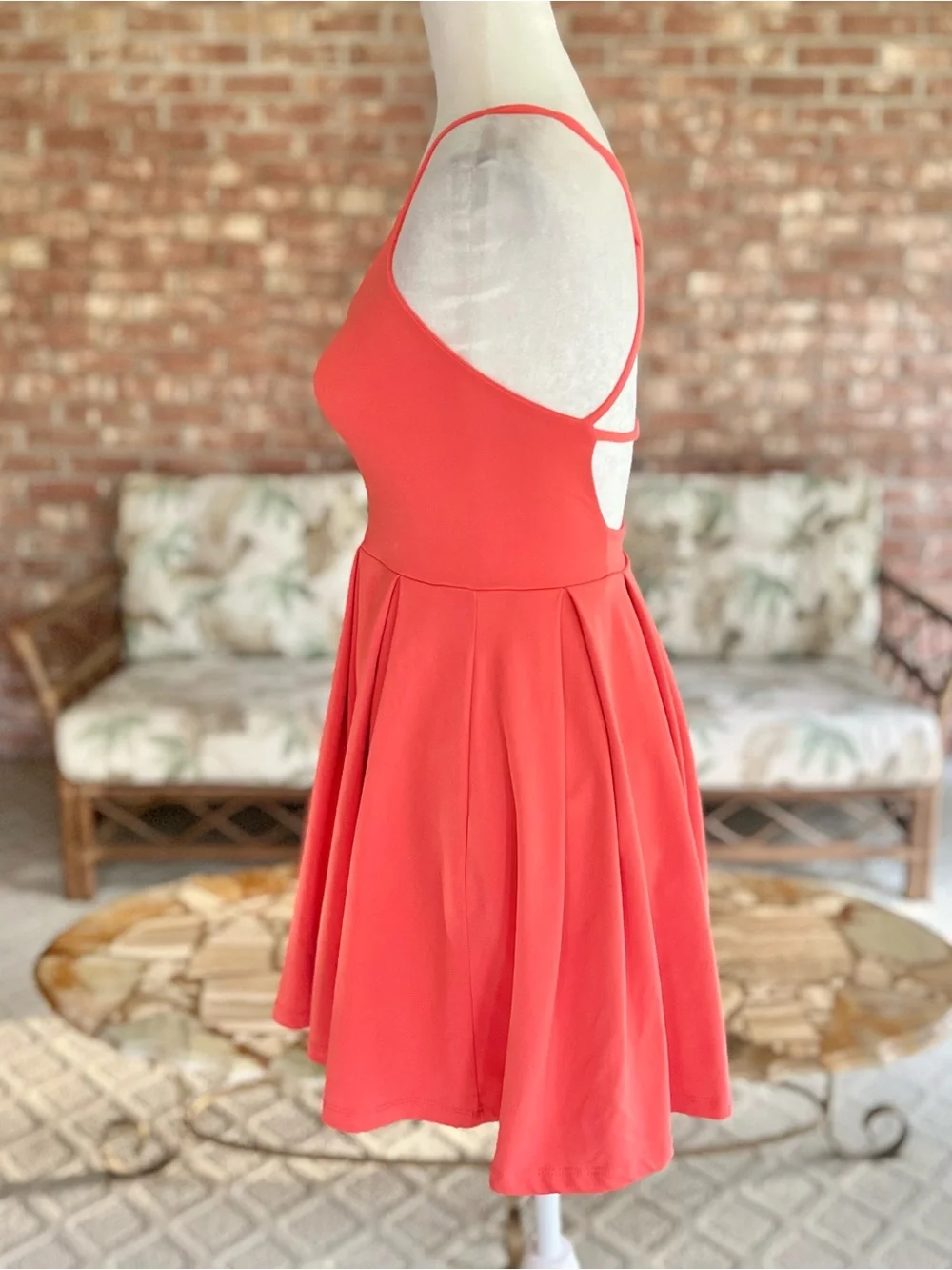 Susana Monaco Coral Strappy Back Pleated Mini Knit Fit & Flare Dress XS Sundress